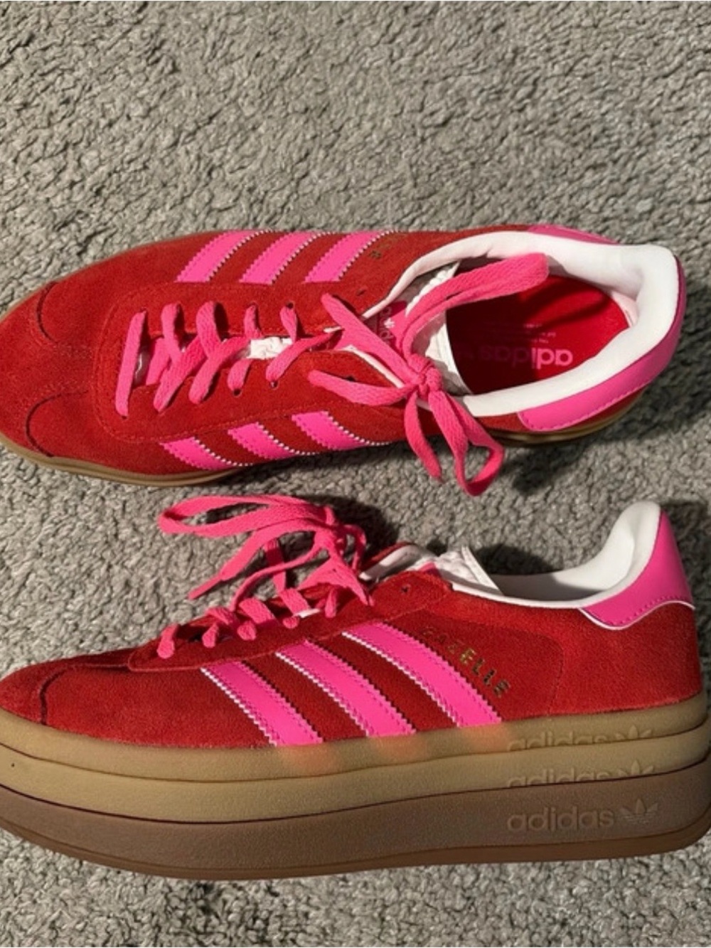 adidas Originals Women’s Red and Pink Suede Sneakers - Picture 2 of 5